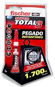 fischer - Pegamento de contacto universal transparente, adhesivo para muebles y telas extrafuerte, 3gr