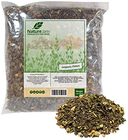 Dried Hot Jalapeno Pepper Flakes - Dehydrated Washed Diced & Dried (1 Pound) 16 OZ With LOTS OF SEEDS