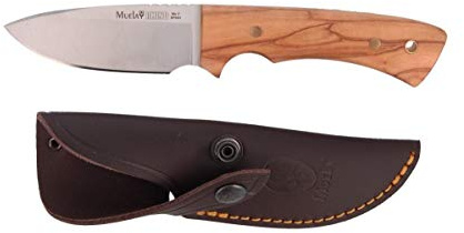 Muela Cuchillo Rhino RHINO-10.OL hoja de acero ACX-380 de 10 cm y empuñadura de olivo para Caza, Pesca, Supervivencia y Bushcraft - Realizado en Ciudad Real
