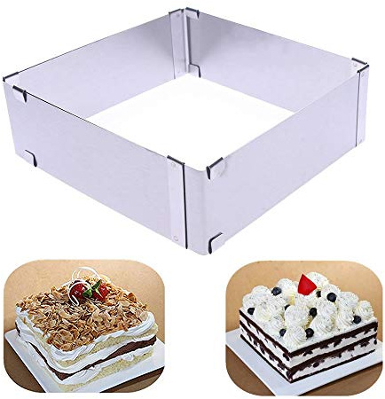 TXIN Stainless Steel Cake Ring Square Cake Mousse Mold Ring Cutter, Adjustable from 6 inch to 11 inch