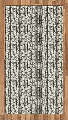 ABAKUHAUS Bambus Teppich, Asiatische japanische Natur-Schilfe, Deko-Teppich Digitaldruck, Färben mit langfristigen Halt, 80 x 150 cm, Anthrazit grau und Creme
