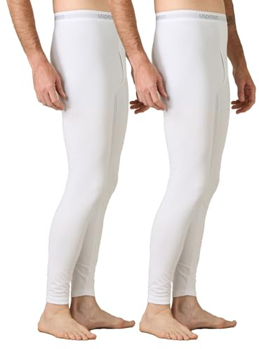 LAPASA Pantalon Thermique Homme Bas Caleçon Long sous-Vêtement Chaud Automne/Hiver M10 S Blanc (2 Pantalons)