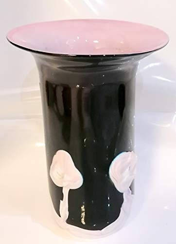 Svart vas modern glasvas dekorativ blomvas med dekor tulpanvas munblåst höjd ca. 20 cm Oberstdorfer glashus