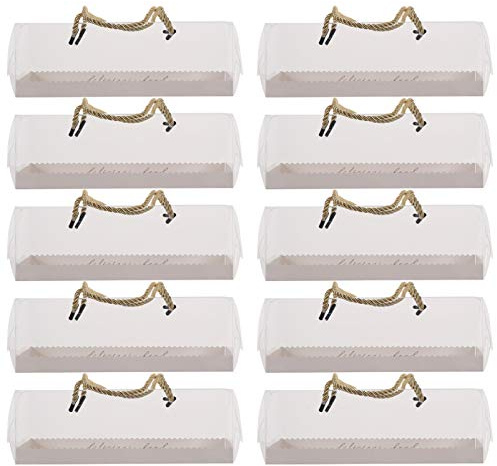 PRETYZOOM 10pcs Clear Cake Box with Handle Rectangular Portable Pastry Packaging Box Clear Mousse Cake Box Swiss Roll Container Sandwich Muffin Cheese Pastry Sushi Fruits Display Storage Holder