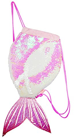Xlabor Sac à dos à paillettes en forme de queue de sirène avec cordon de serrage magique réversible à paillettes - Mode scintillant - Sac de danse pour enfants et filles, Rose, L, Brillant, tendance