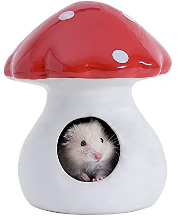 MouseBro Keramik Hamsterversteck, Rennmaus-Versteck, Hamsterhaus, Rennmaus-Haus mit Waldpilzform für Zwerg Robo syrische Hamster Mäuse Ratten oder andere kleine Tiere