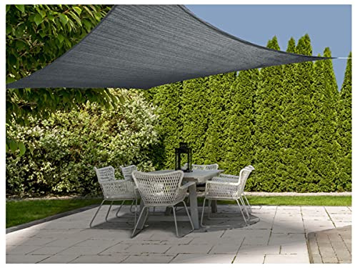 Sonnensegel 3 x 3 m mit UV 50+ Schutz - Viereck/anthrazit - Sonnenschutz Segel inklusive Befestigungsseilen - Sichtschutz Schattentuch Sonnendach weeterbeständig für Garten Balkon und Terrasse
