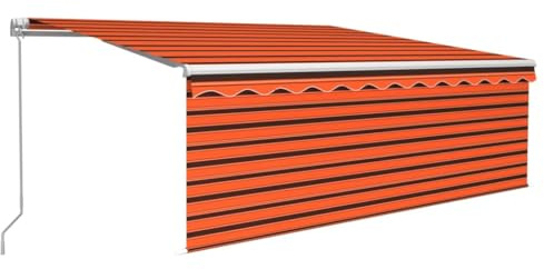 vidaXL Markise Manuell Einziehbar mit Rollo 4x3 m Orange & Braun