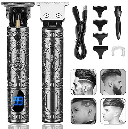 Beard Trimmer Men, Hair Clippers Professional Cordless Electric Hair Trimmer with LCD Screen, T-Blade Outliner Trimmer Beard Grooming Kit Men Rechargeable Battery-180 Mins Working Time, Gifts for Men