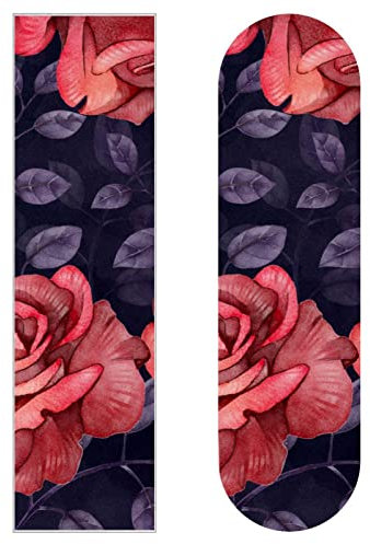 Bunte Aquarell-Blumen, 2 Stück Skateboard-Griptape Bogen Schleifpapier Longboard Aufkleber Roller Deck Sandpapier