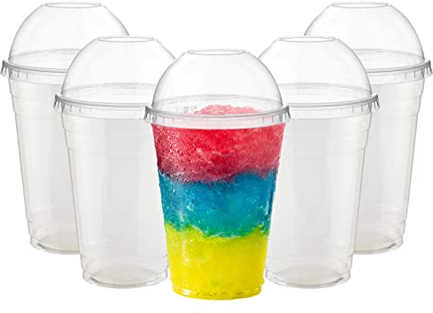 Vasos para batidos con tapas, batidos, batidos, café helado, burbujas, té, jugo, vasos desechables a prueba de fugas (1000, 16 onzas)