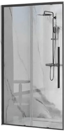 ECOLAM® Nischentür transparent Duschtür Duschabtrennung Schwarz Black 100 x 195 Echtglas Glas Schiebetür