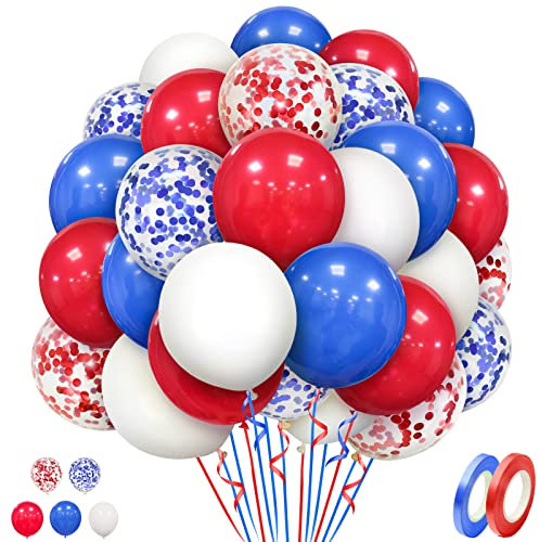 Ousuga Ballons Rouge Blanc Bleu 50 Pièces 12 Pouces, pour Anniversaire Noël Nouvel An Fête Nationale Baseball École Baptême Mariage Décoration