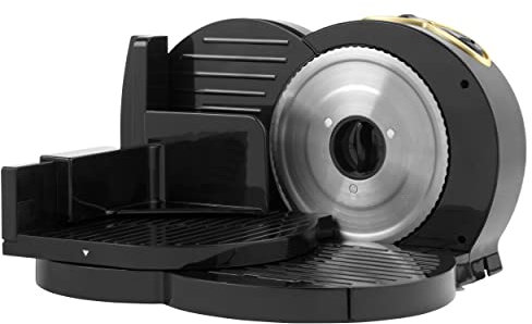 Petra Trancheuse Électrique 150W, Trancheuse à Jambon avec Lame Inox 170mm, Machine à Trancher 1-15mm pour Jambon/Viande/Fromage, 3 Vitesses, Protection des Doigts