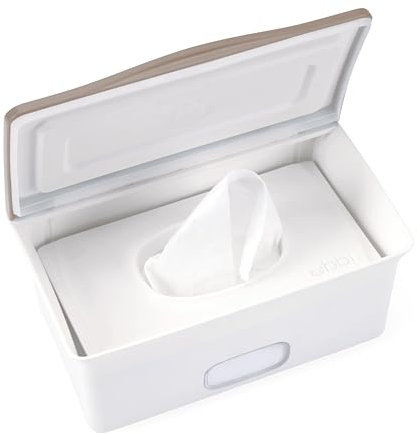 Ubbi Baby Wipes Dispenser with Weighted Plate and Secure Seal, Nursery and Baby Registry Essential to Keep Wipes Fresh, Taupe