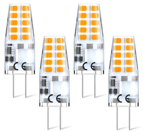 Bonlux G4 LED 12V Lampen 3W Warmweiss 3000K Led Birne Ersatz Für 30W Halogenlampen, AC/DC 12V 360° Abstrahlwinkel,300Lumen Kein Flackern 4er Pack Nicht Dimmbar