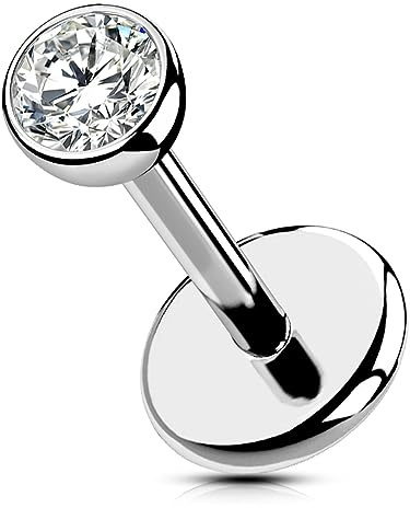 OUFER Body Piercing 5/6/8/10/12mm Push in Labret Piercing Stud 20G Helix Piercing Titanium Lip Labret Stud Tragus Threadless Helix Cartilage Stud Bar Piercing Jewellery