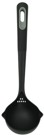 Fackelmann PRO Soup Ladle, Non-Stick Sauce Ladle, Stirring & Serving, Heat-Resistant 200 Degrees, Home & Professional, Large Scooping Stew & Gravy Spoon, Left & Right Handed, 34 cm, Black & Grey