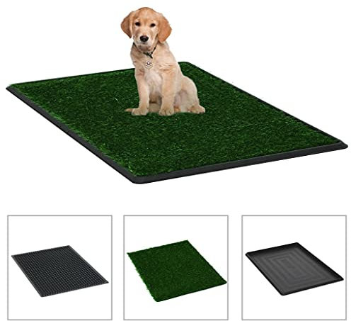 Pet Supplies Haustiertoilette mit Tablett und Kunstrasen, 76 x 51 x 3 cm, Grün