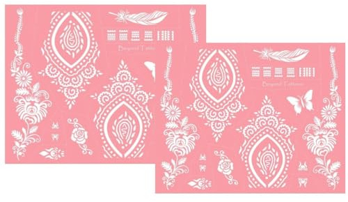 Mandala Blumen Schmetterling Feder Tattoo Stencil Tattoo Schablone Vorlage für Finger- Hand- und Körper Bemalung Mes01x2
