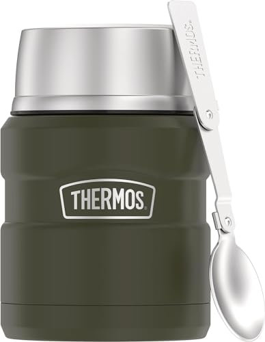 THERMOS Porte Aliments isotherme en Acier inoxydable, Vert Army, 0.47L