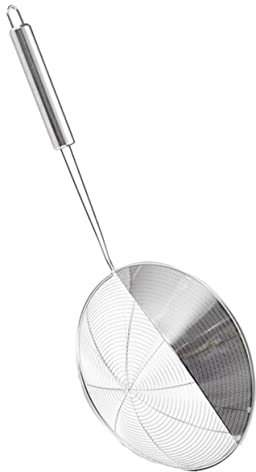 KICHOUSE Cucharón Colador De Inoxidable De Mango Para Filtrar Aceite y Alimentos Cocina Para Cocinar y Freír