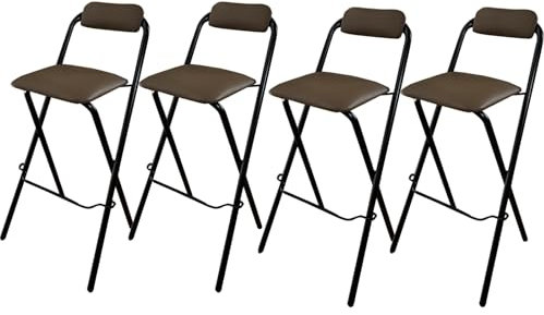 YLLSMGS Barhocker Klappbar, Klappbarer Hocker Tragbare mit Kissen, Klapphocker für Küche, Wohnzimmer, Garten, Camping, Angeln (Color : Brown1, Size : H:75-4pcs)