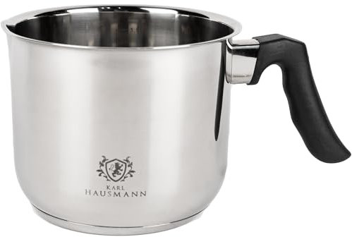 KARL HAUSMANN Pentolino Latte Induzione - 1.6L - Bollilatte con Beccuccio - Bricco Latte Professionale a Manico in Bakelite - Pentola Acciaio Inox - Bollitore Antiaderente - Casseruola