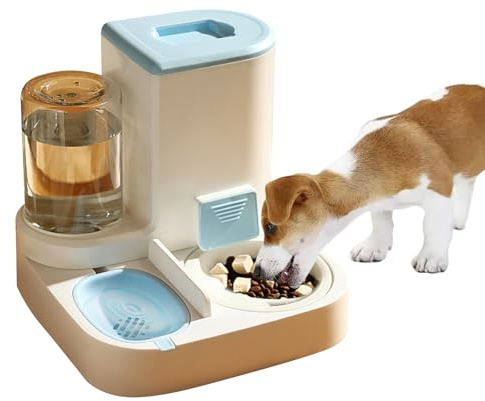 PETCUTE Dispensador Automático de Alimentos y Agua para Mascotas 2 en 1,Comedero y Bebedero para Perros Gatos Animales,Comedero para Gatos,Fácil de Limpiar,Dispensador de Agua para Mascotas