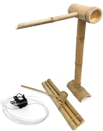 JTWWDM Fontana di bambù per Esterni, Decorazione da Giardino Giapponese, Fontana Zen Feng Shui con Kit Pompa/zattera di bambù per Giardini Interni Prati Giardini,70cm