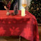 Zmorfiya Rot Weihnachten Tischdecke 150x300cm, Abwischbar Rechteckig Tischdecken mit Poinsettia Blätter Blumenmuster, Wasserabweisend Waschbar Tischdecke Tischtuch für Fest Küche Winter