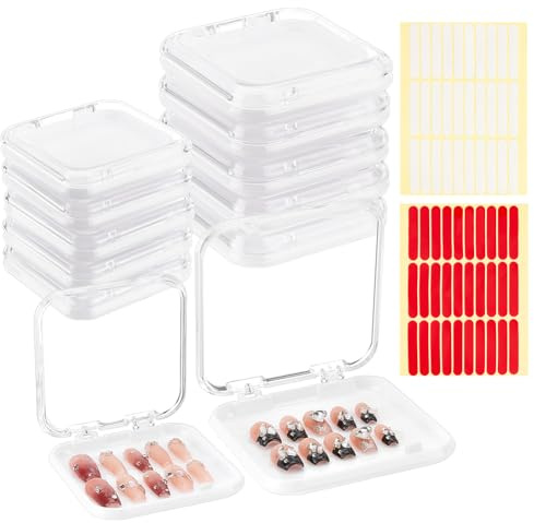 BENECREAT 20pcs 2 Styles Press On Nail Boxen, Weiß Kunstnagel Verpackung Display Storage Boxen mit 60pcs doppelseitigem Klebeband für Nail Art Salon Maniküre Handwerk