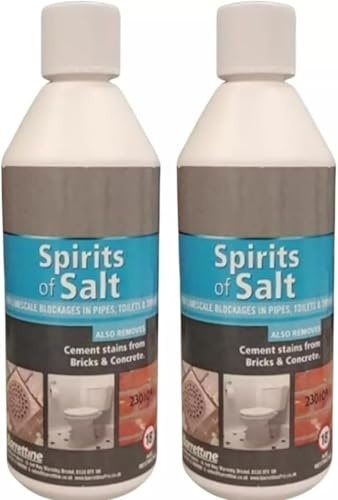 2X Spirits of Salt Drain & Toilet Cleaner - 500ml Limescale Remover, Fast-Acting Unblocker for Pipes, Toilets, & Drains - Multi-Purpose Formula for Stubborn Blockages & Hygiene Restoration