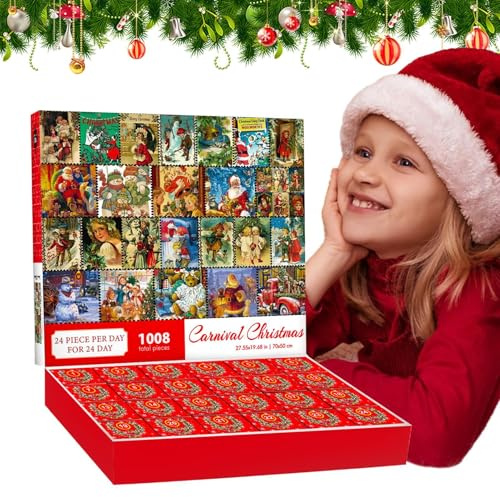 Puzzle Adventskalender_ Puzzle Adventskalender, Countdown-Kalender 2024 Puzzles für 24 Tage, Countdown-Kalender, Postkartenpuzzles