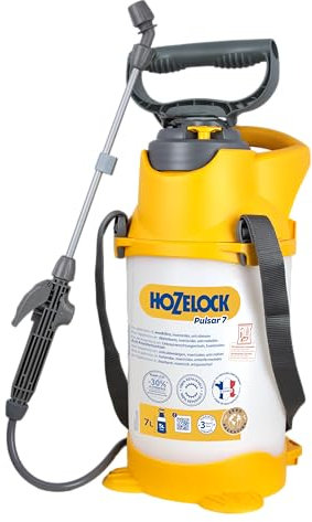 HOZELOCK - Pulsar 7 Select Pressure Sprayer, 7L Capacity, Adjustable Nozzle (Jet to Mist), 30cm Aluminium Lance, Comfortable 2-Handed Pump Handle, Eco-Friendly Anti-Theft Packaging