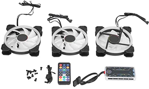 Generic 120mm RGB Case Fan, Quiet Shock-Resistant Design for Gaming PC with Multi-Mode Lighting Effects and Motherboard Sync, 3-Pack Fan with Controller Screws – Ideal for PC Cooling for Gaming