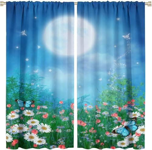3D Schattierung Vorhänge - 140X160 cm (B + H) Blumentier Schmetterling Gardinenschal Vorhang Für Wohnzimmer Schlafzimmer Schlaufenschal Isolierung Lärmminderung Mädchen Raumdekoration - Vor-253228795