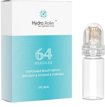 Hydra. Roller 64 Pins Microneedling Roller Länge 1,0 mm OHNE SERUM Needling Roller für Anti-Aging-Hautpflege, Lippen, Haar- und Bartwachstumsstimulation, Titanium Material (1,0 mm, 64 Pins)