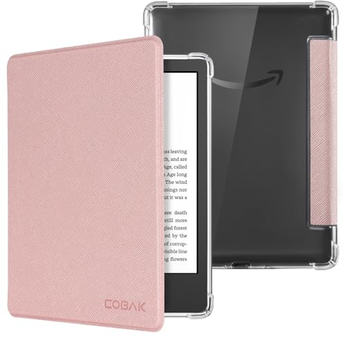 CoBak Hülle für 6 e-Reader Transparente Rückseite Leichte mit Auto Schlaf/Wach Funktion, Nicht kompatibel mit Kobo (Transparente Rückenschale, Rosegold)