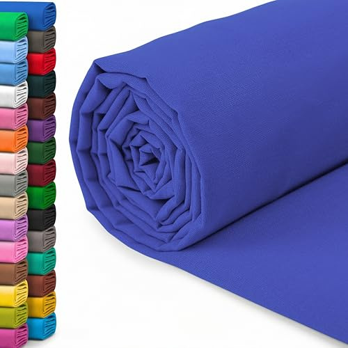 A-Express 100 % bomullstyg - 60 tum 150 cm brett - vanligt bomullstyg per meter - perfekt för quiltning, sömnad, klädtillverkning, gardinfoder, tygkassar, sängkläder, örngott - kungsblå 2 meter