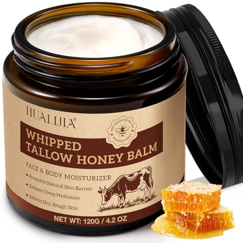 NIFEISHI Beef Tallow Skincare, Tallow Cream Ekologisk, Tallow Balm, nötkött talg för hud, nötkött talg och honungsbalsam, ekologiskt gräs – fodrad nötkött talg djup fuktgivande ansikte och kropp, 120