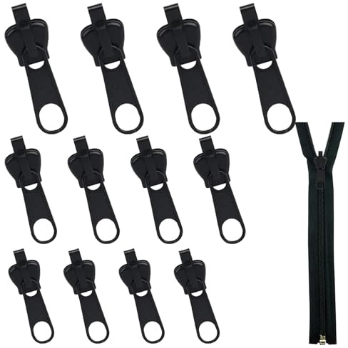 DEFGNOP Lot de 12 fermetures éclair fixes - Kit de réparation universel pour vêtements, sac à dos, bagages, sac de couchage