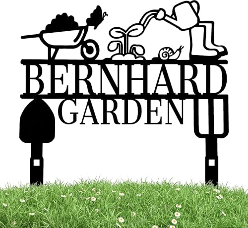 SJZUISL Personalisiertes Gartenschild aus Metall, Personalisiertes Gartenschild für Gartengeschenke im Freien, personalisiertes Straßenschild mit Pfahl, Hausadressennummern für Rasen