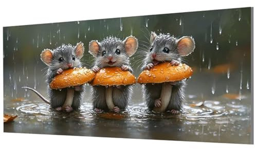 Mouse Paint by Numbers for Adults, Mushroom Painting by Numbers, Arts and Crafts for Adults Women, DIY Hand Canvas Painting Kits with Brushes and Acrylic for Home Wall Decor 20x40 in (Model-1685)