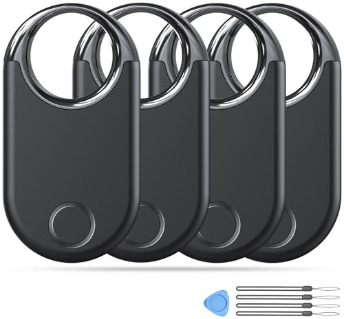 Air Tracker Tags 4er Pack (nur für iOS), Schlüsselfinder kompatibel mit Apple Find My APP, Bluetooth Tracker für Gepäck, Finder für Schlüssel, Koffer, Smart Key Finder mit Austauschbarer Akku