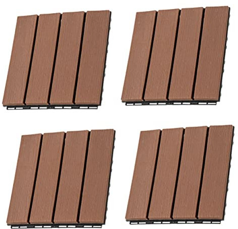 SHINEOFI 4pezzi Piastrelle Autobloccanti Per Terrazze Esterne Pavimenti in Plastica Autobloccanti Per Patio e Balconi Facile Da Installare e Resistente Alle Intemperie