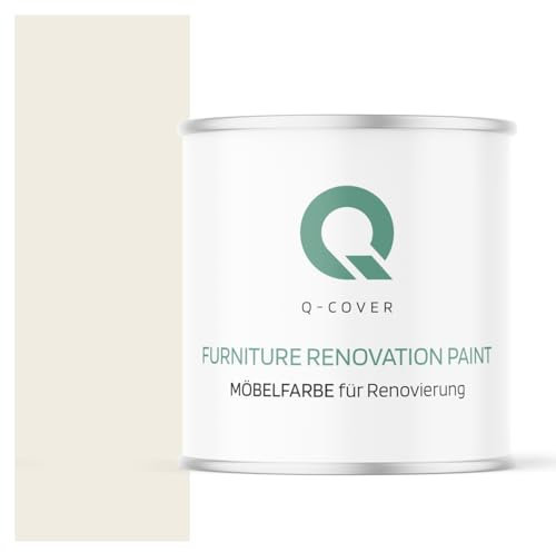 Q-COVER Möbelfarbe Halbmatt | Farbton: Reinweiß RAL 9010 2,5L | Holzfarbe für Möbel & Innenausbau | Deckend, wasserbasiert, kratzfest | Für Küchen, Schränke, Tische, Gartenmöbel
