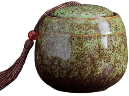 Keramik-Vorratsdose mit luftdichten Deckeln, Küchen-Vorratsdosen für losen Tee, Kaffee, Gewürze, runde Dosen 70/130/500 ml (M,Grün)