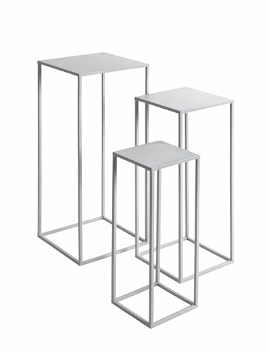 HAKU Blumensäule 3er Set Coolgrey, Metall - Maße: B 18/23/28 x H 50/60/70 x T 18/23/28 cm, Style: Modern