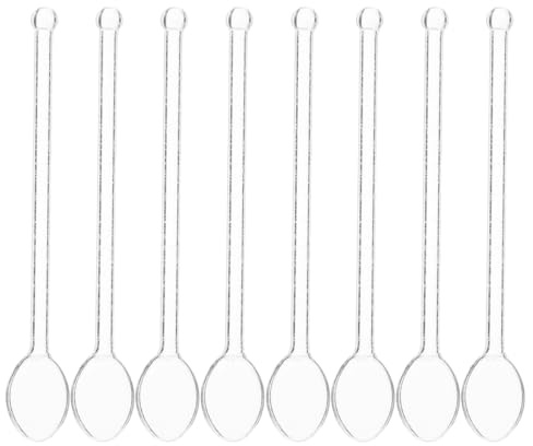 Cabilock 8Er Set Glas DessertlöFfel Mit Langem Griff Transparente KaffeerüHrlöFfel FüR Tee Saft Und Desserts Wiederverwendbare GlasrüHrstäBchen FüR Haushalt Und KüChe